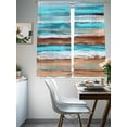 thumbnail image 5 of Sheer Curtains 72 Inches Long, Turquoise Brown Light Filtering Window Curtains for Living Room, Abstract Wood Grain Gradient Stripes Rod Pocket Voile Sheer Curtain Drapes, 52"W x 72"L, 2 Panels, 5 of 8