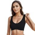 thumbnail image 1 of Aayomet Bralettes for Women Button Closure Sports Bra Large Size Steel Rim Underwear Open Bra (Black, S), 1 of 4