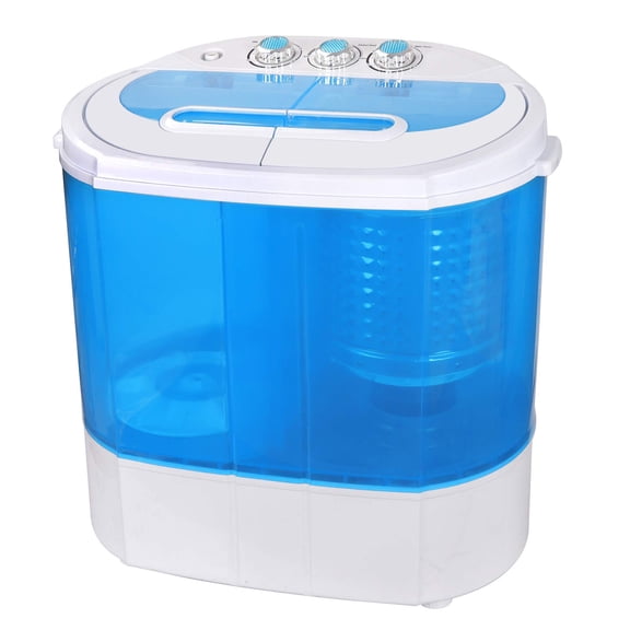 Mini Twin Tub Portable Washing Machine 9.9lb Compact Washer Top Load Spin Combo, Gravity Drain Hose 6.57 FT for Apartments Dorms RV Camping