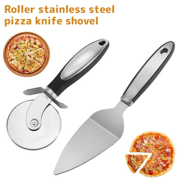 AMERTEER Pizza Cutter Wheel Pizza Server Set 3” Stainless Steel Pizza Cutter Super Sharp Pizza Slicer Heavy Duty Cake Pie Server with Non-slip Handle for Pizza Pies Dough Cookies and Wa