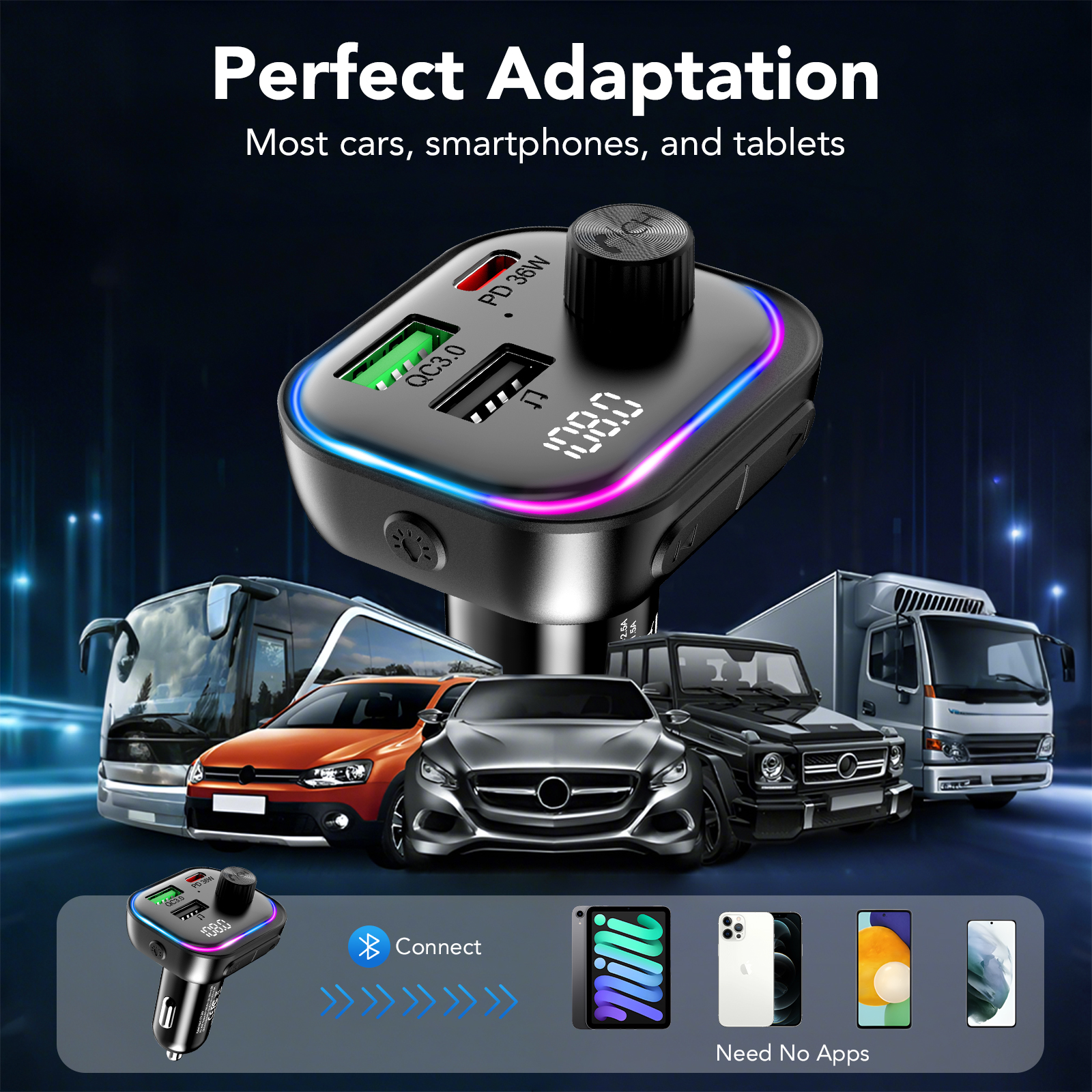 KT1 Bluetooth FM Transmitter with USB-C Charger photo 5