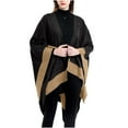 thumbnail image 4 of Odeerbi Shawl Wraps for Women 2025 Fall Winter Poncho Open Front Cape Cardigan Trendy Color Matching Cloak Sweater Tops Dark Gray, 4 of 4