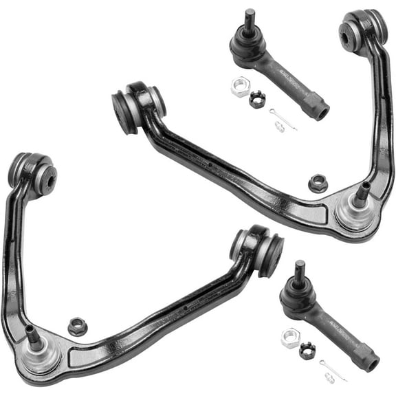 Detroit Axle - 4pc Front End Kit for Silverado Sierra Suburban Avalanche Yukon XL 1500 Chevy Tahoe GMC Cadillac Escalade ESV EXT, 2 Upper Control Arms with Ball Joint 2 Outer Tie Rods Replacement