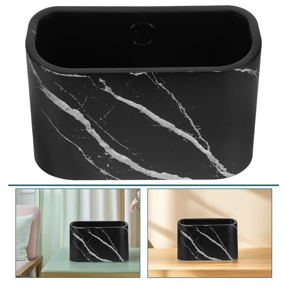 LEORX Wall-Hanging Trash Bin Compact Black Plastic for Minimalist Decor