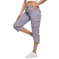 thumbnail image 2 of Dwellite Women's Capri Pants Cotton Cargo Capris Travel Hiking Casual Summer Cropped Pants with Pockets 2026 Light Purple 2XL, 2 of 6