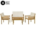 thumbnail image 3 of Alaterre Furniture Okemo Weather-Resistant Acacia Wood Outdoor 4pc Patio Furniture With A 2 Seater Couch, Two Dining Chairs And A Rectangular Side Table, Natural Wood with Cushions, 3 of 5