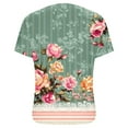 thumbnail image 4 of qucoqpe Summer Tops for Women 2026 Fashion Floral Printed V Neck Pleated Short Sleeve Tee Casual Loose Pullover Blouses Shirts, 4 of 4