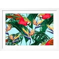 thumbnail image 2 of Art.com Parrots, Exotic Birds, Tropical Flowers, Palm Leaves, Jungle Leaves, Bird of Paradise Flower, Seaml Art Print by NataliaKo, White Frame Wall Art, 44" x 32", 2 of 5