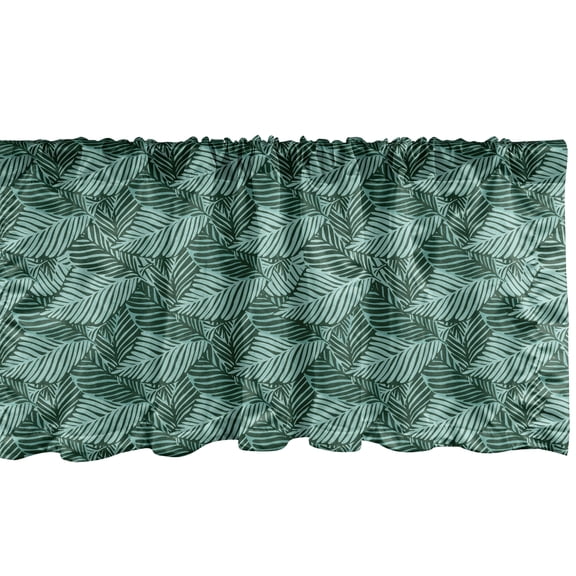 Ambesonne Tropical Valance Pack of 2, Forest Palm Leaves Pattern, 54"X12", Seafoam Green