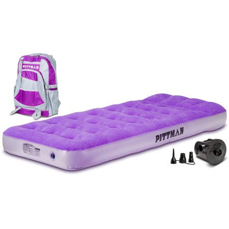 UPC: 0855100009152 | Pittman Twin Kid s Mattress with Portable Electric Air Pump Includes Fun Travel Backpack