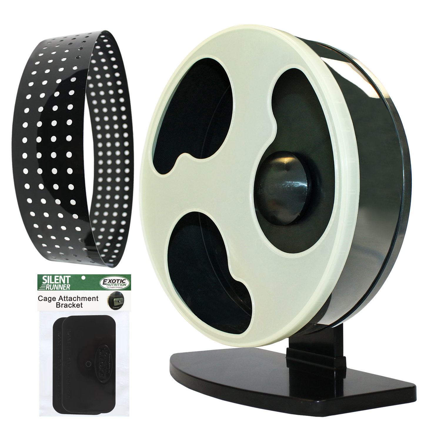 Exotic Nutrition Silent Runner Wheel 12" Glow + Cage Attachment + AutoClean Track
