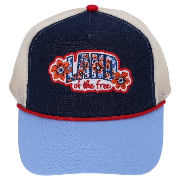 Way to Celebrate Patriotic Land of the Free Trucker Hat for Adults, Red/White/Blue, One Size