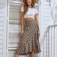 thumbnail image 7 of Summer Boho Skirts for Women Clearance Elastic Waist Ruched Floral Print Pleated Maxi Skirt 2024 Casual Flowy Swing A Line Beach Skirts, 7 of 7