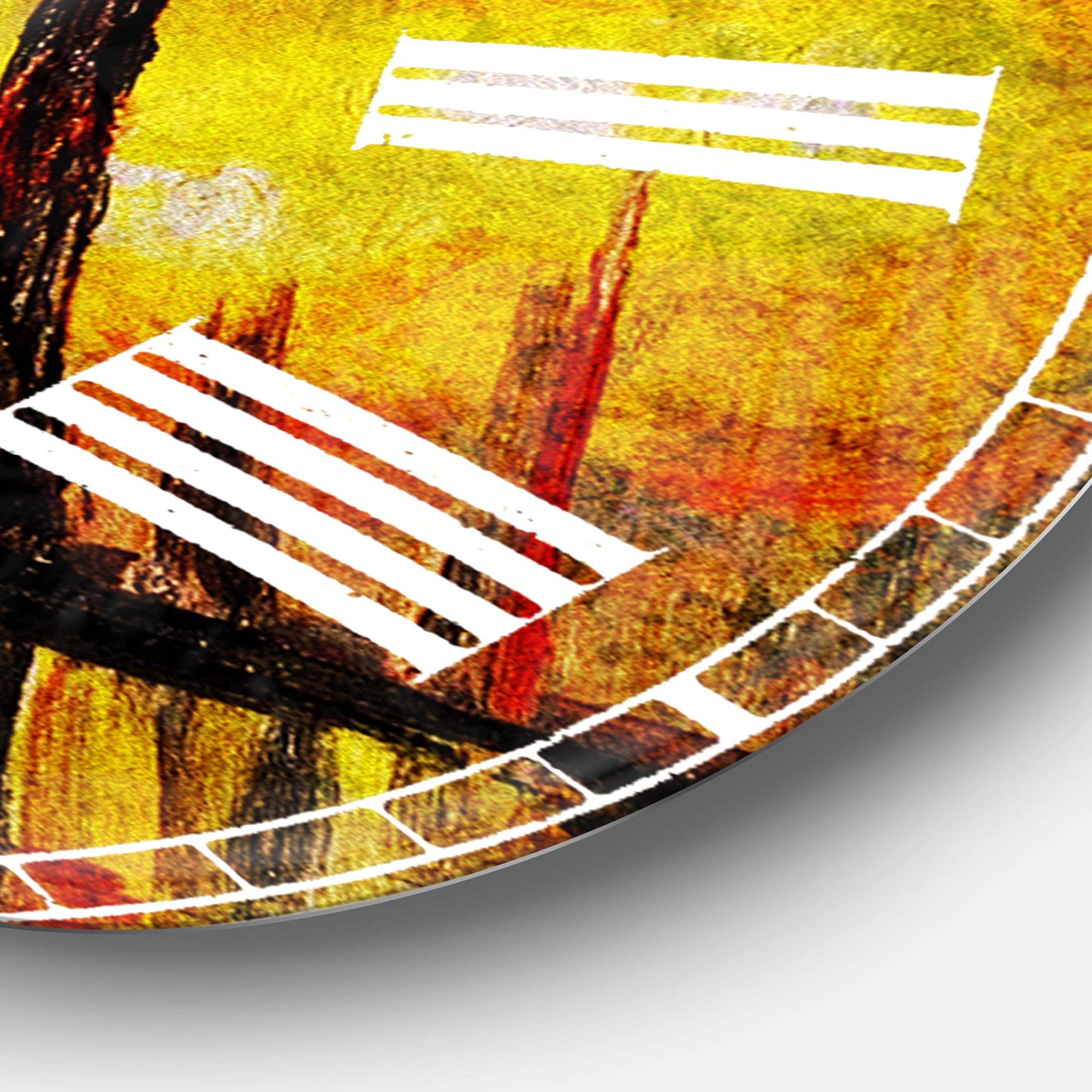 Designart 'Empty Autumn Street' French Country wall clock
