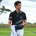 thumbnail image 3 of Balery American Flag Waving Print Camisa Polo de Hombre con Estampado, de Manga Corta y Tejido Medio, Camisa Tipo Golf Polo-Large, 3 of 6