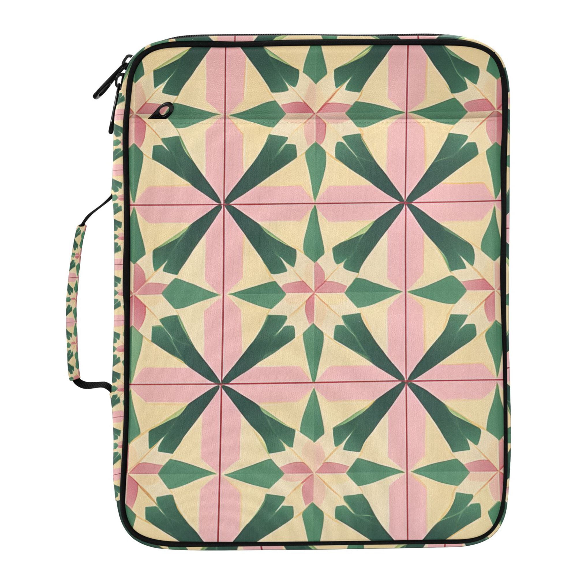 FORMRS Accordion File Folder A4 Size 7-Pocket Expanding Document Organizer Bag with 3 Ring Binder, Pink Symmetrical Stars