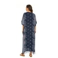 thumbnail image 5 of Beautybatik Dark blue Boho Flora Printed Women Plus Size Kaftan Kimono Loungewear Maxi Long Dress 1X, 5 of 5