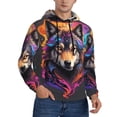thumbnail image 2 of Pofeuu Colorful Wolf Head Print Mens Casual Hooded Collar Drawstring Hoodies Pullover Sweatshirts Casual Long Sleeve Shirts-4X-Large, 2 of 7