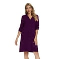 thumbnail image 1 of MintLimit Women's Button Down V-neck Solid Long Sleeve Sleepwear with Pockets Shirt Dress Pajamas, 1 of 5