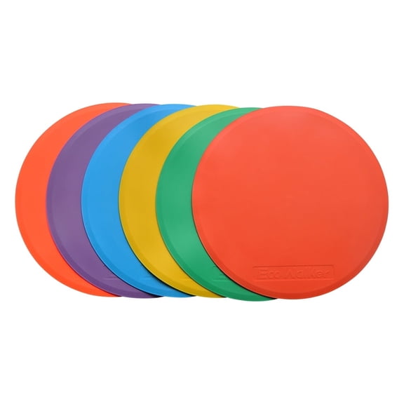 Eco Walker Flat Field Cones 10 inch Spot Markers Set of 6 Non-Skid Disc Cones for Soccer Football Training