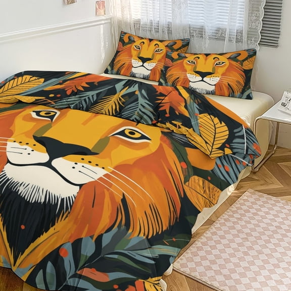 Forest Lion (36) Bedding Set Couple Bedclothes Pillowcase Customized Home Textiles Bed Set for Bedroom Decoration