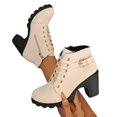 thumbnail image 6 of Womens Ankle Boots, Chunky Heel Lace Up Booties Side Zipper Round Toe Platform Lug Sole Combat Boots for Fall Winter Shoes, 6 of 6