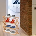 thumbnail image 1 of Estante de simple Soporte de pnta duradero plegable portátil de piezaza sin instación Soporte de estante de almacenamiento sin instación Brown 4 niveles Soledad Bastidores de zapatos, 1 of 9