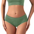 thumbnail image 2 of Swuxness Women's Mid Waist Breathable Underwear, Women's Panties, Women Mid Rise Solid Color Elastic Waist Comfortable Soft Breathable Panties for Everyday Wear Army Green, M, 2 of 4