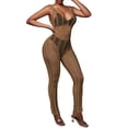 thumbnail image 4 of Txlixc Suéter de playa de mono femenino suéter de playa transparente hueco sólido cuello V sin mangas mono largo bañador bikini Txlixc  moda, 4 of 7