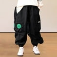 thumbnail image 4 of CYRBOKO Cargo Pants for Boys, Loose Elastic Waist Soft Cotton Jogging Bottoms Black Size 7-8 T, 4 of 4