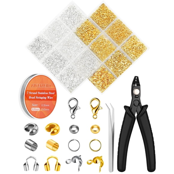 Kit de extremos de cable para fabricación de joyas FIVEIZERO con 1950 piezas y caja