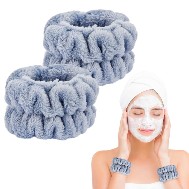 2 piezas de toallas de muñeca para lavar la cara-Dorbetar muñequeras de microfibra para lavar la cara pulseras de spa para lavar la cara bandas de toalla esponjosas bandas de brazo para lavar la cara