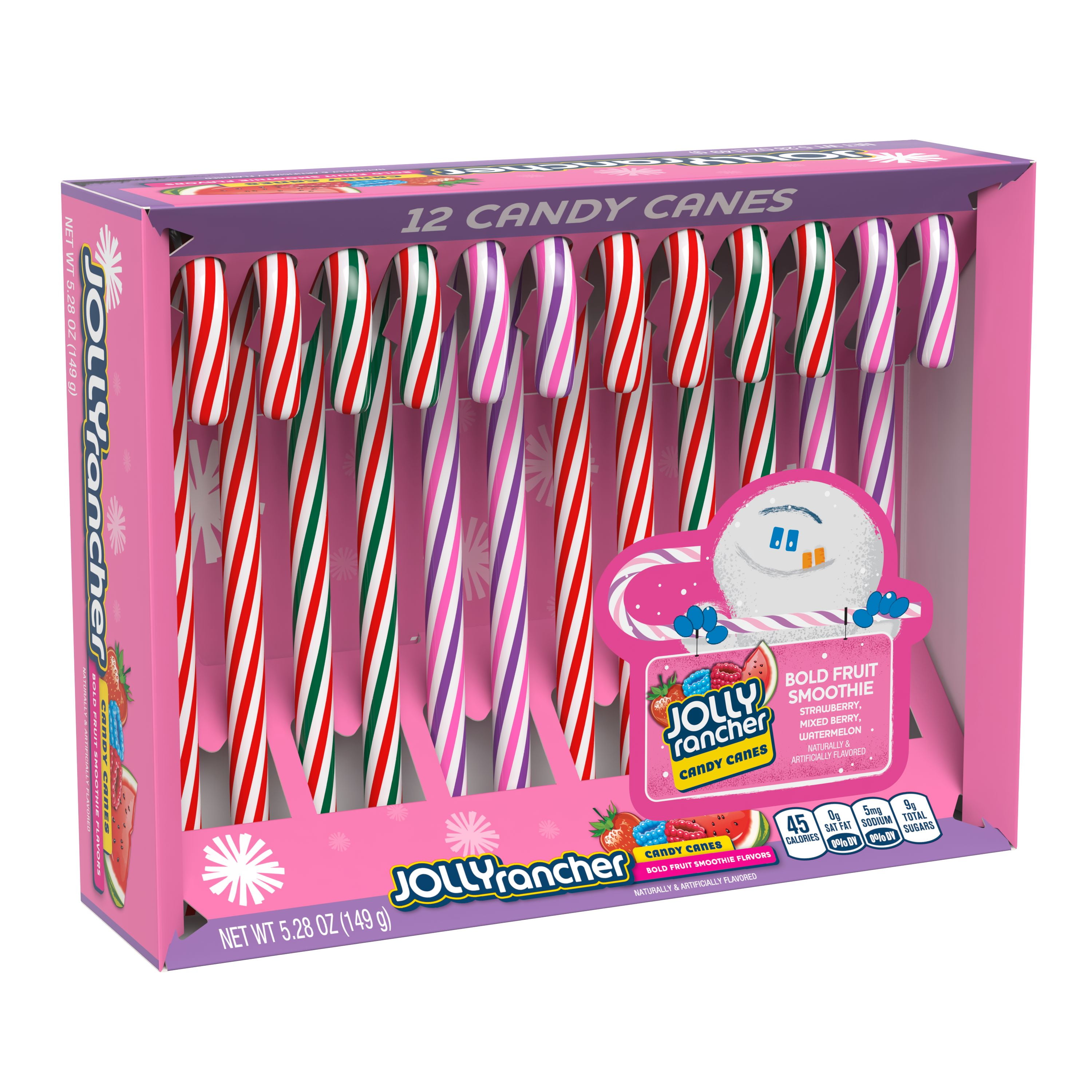 Jolly Rancher Fruit Smoothie Flavored Candy Cane Hard Candy, Holiday
