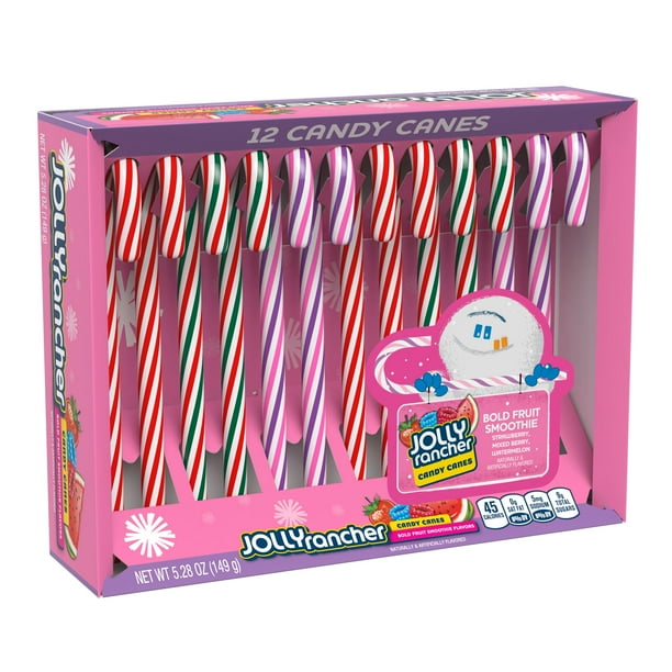 Jolly Rancher Fruit Smoothie Flavored Candy Cane Hard Candy, Holiday