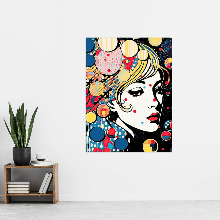 In Deep Thought Woman Face Colourful Geometric Patterns