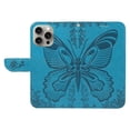 thumbnail image 6 of Dteck Pattern Case for iPhone 15 Pro,Magnetic Leather Butterfly Floral Embossed Flip Case Card Slots Wallet Stand Cover with Wrist Strap for iPhone 15 Pro,Blue, 6 of 7