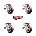 thumbnail image 2 of 5 Inch Polyurethane Caster Set with Ball Bearings and Total Lock Brakes SCC, 2 of 2