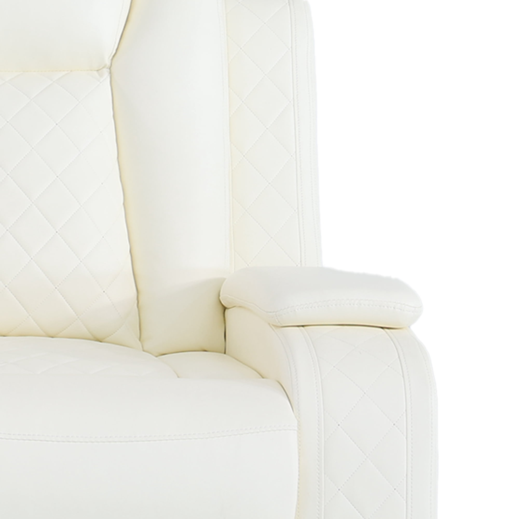 MAYEERTY Power Reclining Loveseat, Electric 2-Seat Leather Recliner with USB Charging, Storage & Cup Holders for Living Room, White
