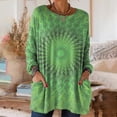 thumbnail image 2 of Long Sleeve Shirts for Women Long Sleeve Shirts Work Tops To Wear With Leggings Blouse With Packets Wear Green Shirt L, 2 of 5