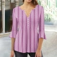 thumbnail image 2 of Camisetas con Cuello en V Mujeres Moda Impresa 3/4 Mangas Blusa, Top Cómodo Casual para el Hogar Y Diario, 2 of 5
