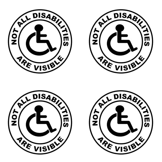 4PCS Handicap Accessibility Car Decal Disability Support Vinyl Sticker - Waterproof Durable Awareness Decal for Vehicles, Windows Laptops - Easy to Apply & Remove Automotive Decorative Accessory