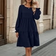 thumbnail image 6 of Tqcoqu Fall Dresses for Women 2026,Crew Neck Long Lantern Sleeve Casual Loose Flowy Swing Shift Dress, 6 of 6