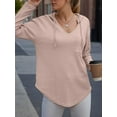 thumbnail image 3 of Weardear Womens Sweatshirts Lightweight Hoodie Fall V Neck Long Sleeve Pullover Sweaters with Front Patch Pocket, 3 of 6