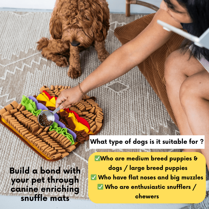 LUVMYFIDO Hamburger Enrichment Foraging Snuffle Mat for Dogs, Dog Puzzle Toy, Slow Feeder