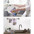 thumbnail image 5 of Pink Purple Hummingbird Kitchen Dish Towels for Drying Dishes Set of 4, Spring Oil Painting Sunflowers Waffle Weave Microfiber Hand Tea Bathroom Towels Quick Dry & Absorbent Towel 12x12, 5 of 7