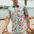 thumbnail image 2 of OIOLOYJM Mens Button Down Shirt Short Sleeve Summer Hawaiian Tropical Lounge Beach Shirts Trendy Casual Relaxed Fit Stretch T Shirts with Pocket Pink 2XL, 2 of 5