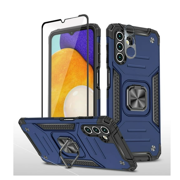 Xhy Samsung Galaxy A13 5G Case with Screen and Lens Protector Magnetic Ring Holder Kickstand Military Grade Full Body Double Layer Drop Protection Durable Detachable for Samsung A13 5G Phone - Blue