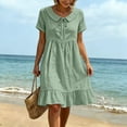 thumbnail image 6 of Horkkom T Shirt Dress Women Summer Solid Color Mini Dresses Vacation Loose Short Sleeve Dress, S-3XL, 6 of 7