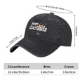 thumbnail image 3 of Vintage Cotton Washed Distressed Baseball Cap - Black Dad Hat with ' Happy Cocktails ' Text Cocktail Glass & Sunset Design for Men & Women, 3 of 6
