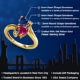 thumbnail image 2 of Gem Stone King 18K Yellow Gold Plated Silver Blue Created Sapphire Red Created Ruby Ring for Women (1.79 Cttw, Heart Shape 6MM, Gemstone September Birthstone, Size 5), 2 of 6